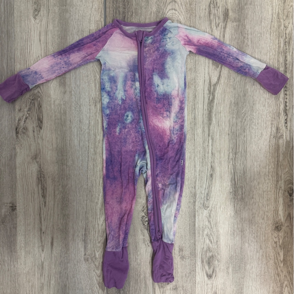 Purple Tie-Dye Kids One Piece Little Sleepies Footie PJS